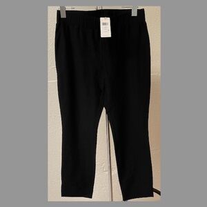 NWT Eileen Fisher Slim Cropped Pant washable crepe in Black w/slits XS